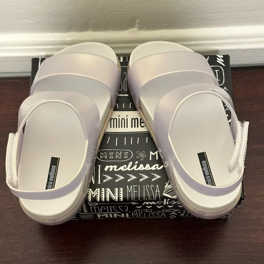 Mini Melissa Girls Glittery Cosmic  comfy sandal size 10 in white NIB